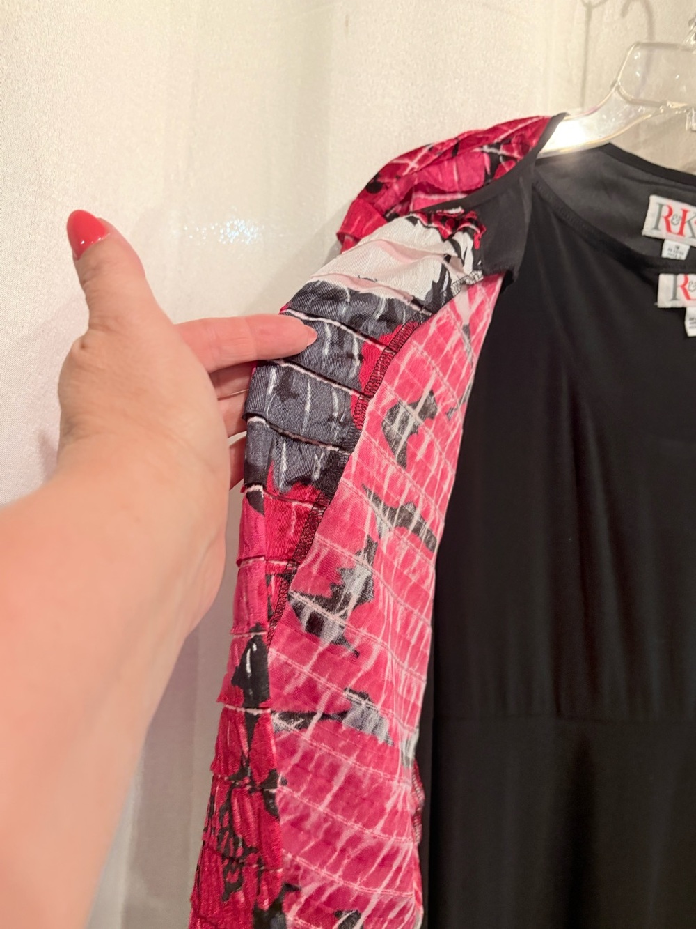 R&K Originals Pink & Black Floral Jacket Over Black Tank Dress - Picture 3 of 7
